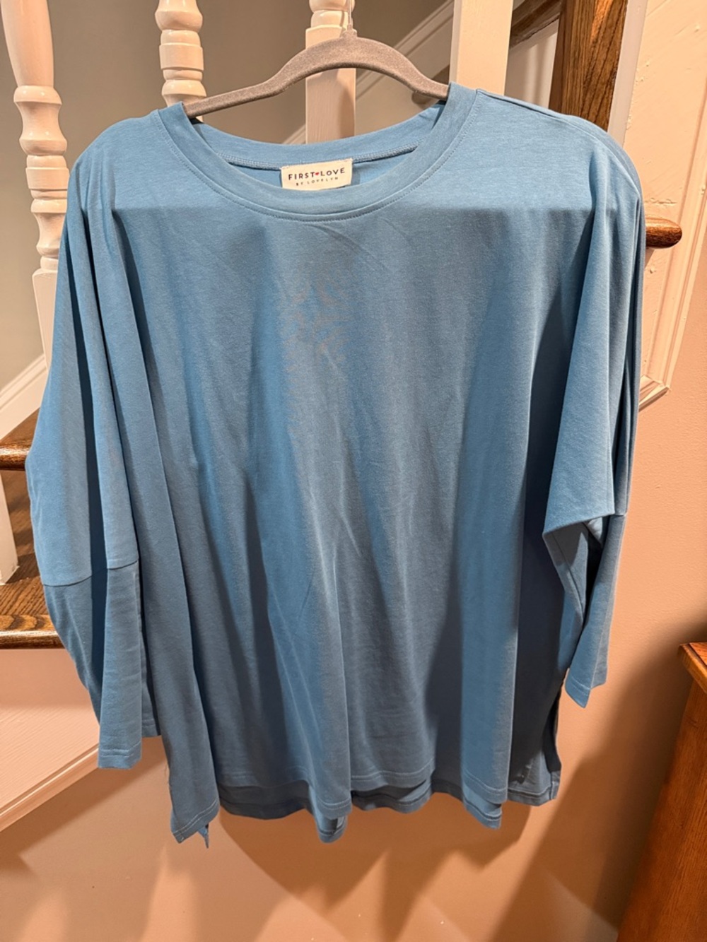 First Love Medium Blue Long-Sleeve Crewneck Tee